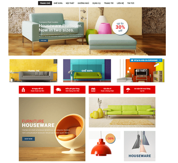 giao diện website nội thất