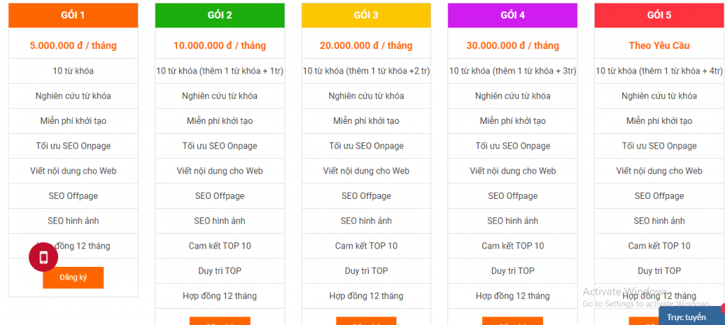 báo giá dịch vụ seo giá rẻ