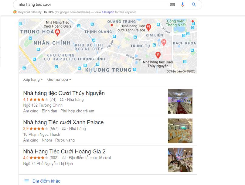 seo website nhà hàng địa phương